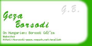 geza borsodi business card